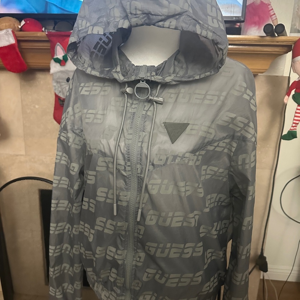 Guess Gray Logo Windbreaker
